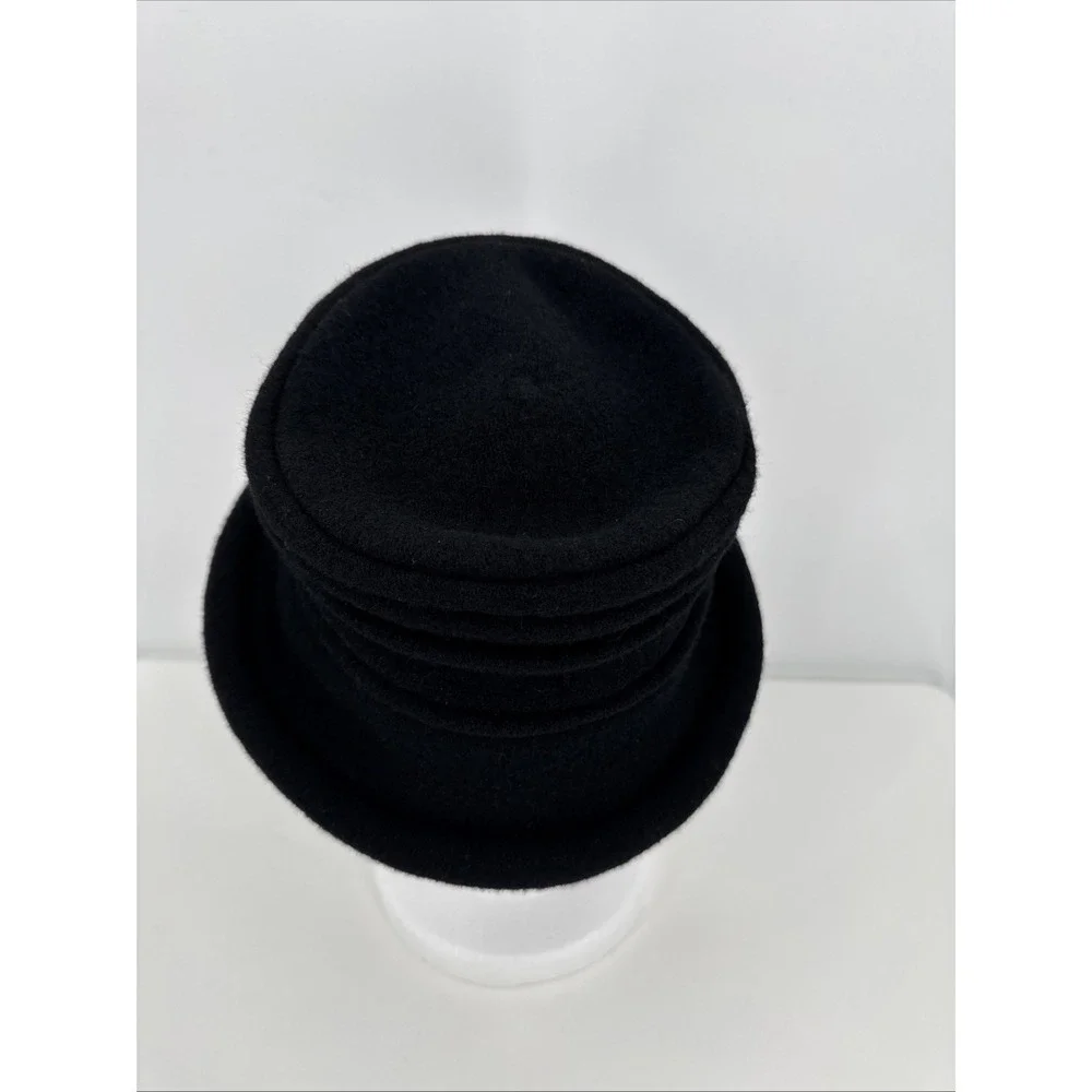Scala Collezione 100% Wool Packable Hat Black Cloche Rolled Brim One Size - Picture 3 of 7